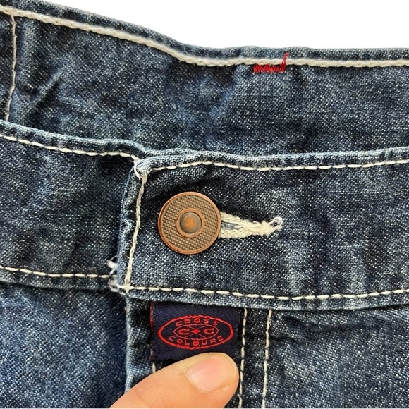 Cross Colours Baggy Blue Denim Jeans - Y2K Streetwear Grunge Skater Pants 38x32 - Picture 5 of 12